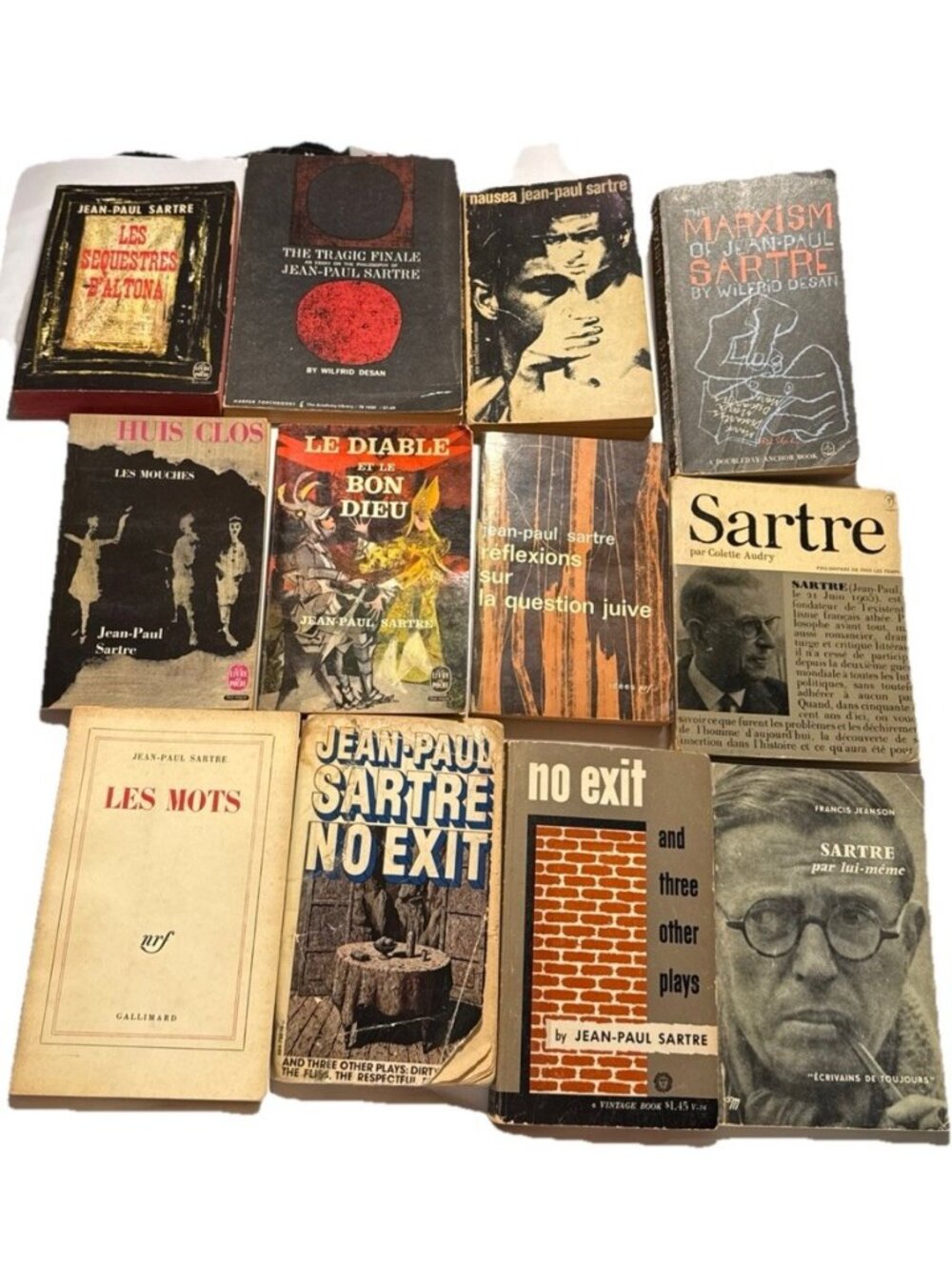 Jean Paul Satre Lot of 12 No Exit Marxism Le Diable mostly FRENCH LANGUAGE PB